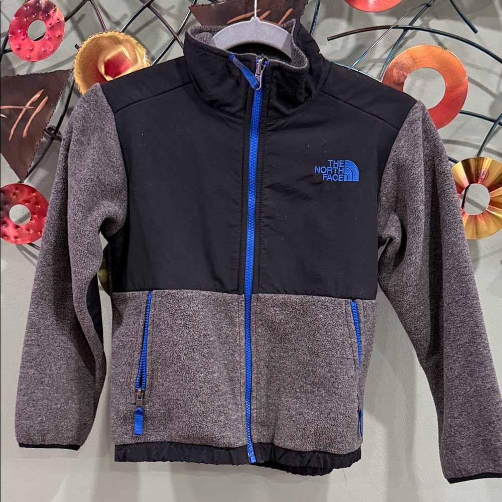 The North Face Black and Gray Fleece with Blue Zipper